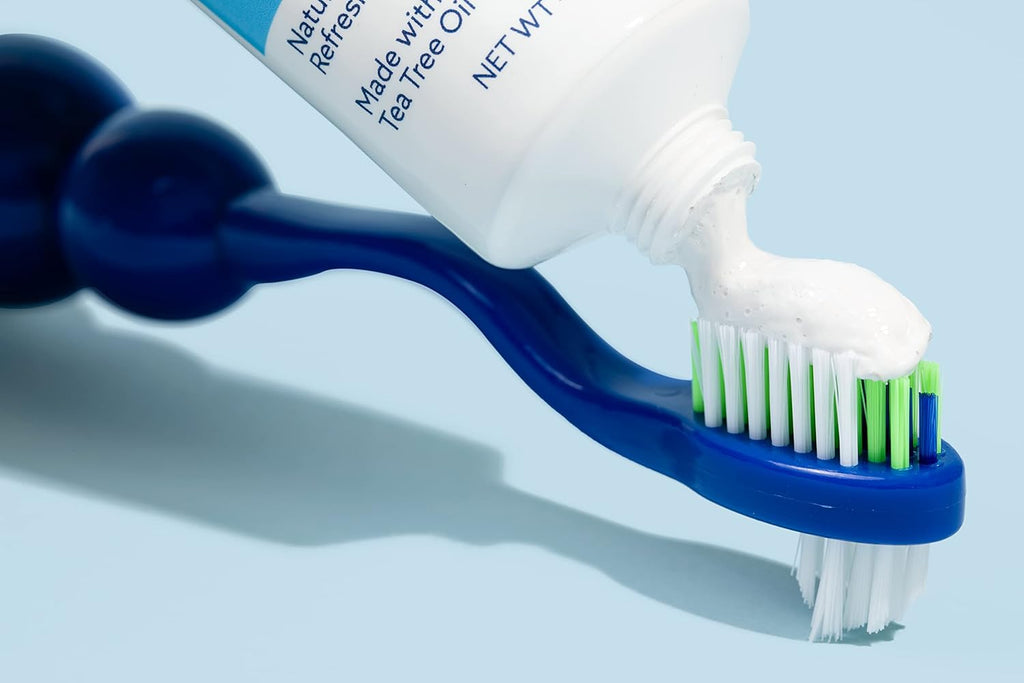 Dr. B Dental Solutions Ergonomic Denture Toothbrush Extra Soft Bristles, Removes Stains & Odor Precision Design for Implants & Overdentures Single Blue Pack