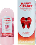 Happy Cleaner Toothpaste Tablets – Watermelon Mint Flavor, Fluoride-Free Chewable Toothpaste, Nano Hydroxyapatite, Travel-Friendly & Eco-Conscious, 30 Tablets