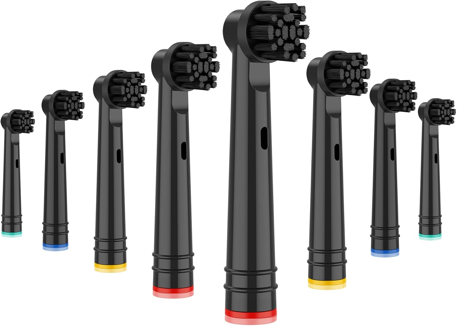 Replacement Brush Heads Compatible with Oral B Electric Toothbrushes, 8 Count, Black, Bamboo Charcoal Infused Bristles Fit for Pro Series 100 500 1000 1500 2000 2500 3000