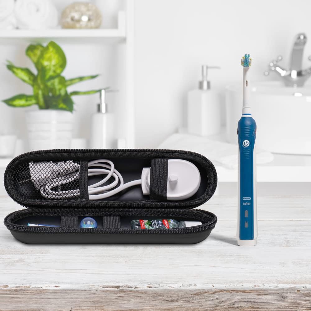 Nincha EVA Electric Toothbrush Case - Durable Hard Shell Travel Case with Mesh Pocket - Fits Most Powered Toothbrush Products (Black)