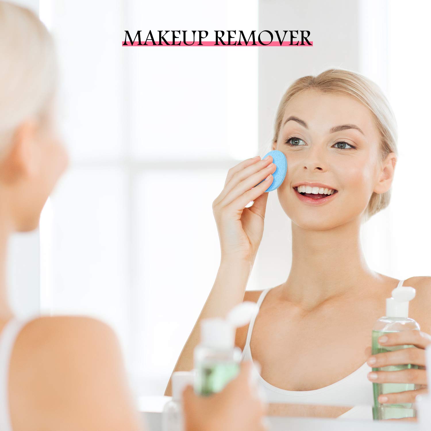 Patelai 120 Pieces Compressed Facial Sponge for Estheticians Face Makeup Removal Cleansing Sponge Pad Exfoliating Spa Wash Round Facial Cleansing Pads Supplies(Pink, Yellow, Blue)