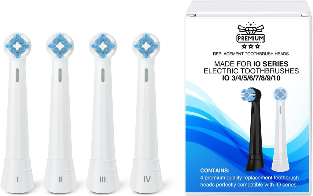 [Upgraded 2025] AmuLumon 4-Pack Ultra-Soft Toothbrush Heads for Oral-B iO Series (iO3/iO4/iO5/iO6/iO7/iO8/iO9/iO10) – Gentle Gum Care, Hygienic Travel-Ready Replacement Brush Heads (White, 4PACK)