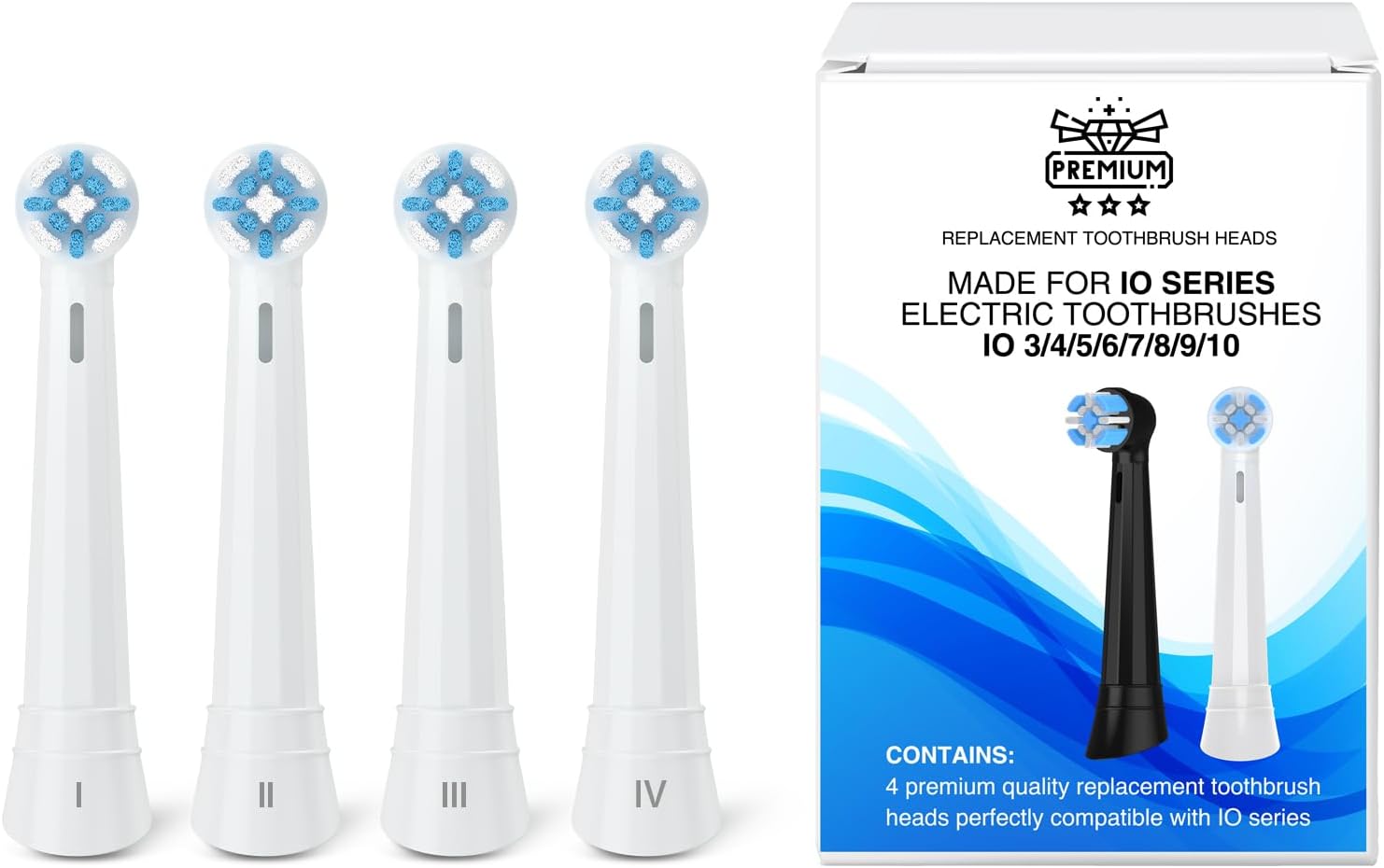 [Upgraded 2025] AmuLumon 4-Pack Ultra-Soft Toothbrush Heads for Oral-B iO Series (iO3/iO4/iO5/iO6/iO7/iO8/iO9/iO10) – Gentle Gum Care, Hygienic Travel-Ready Replacement Brush Heads (White, 4PACK)