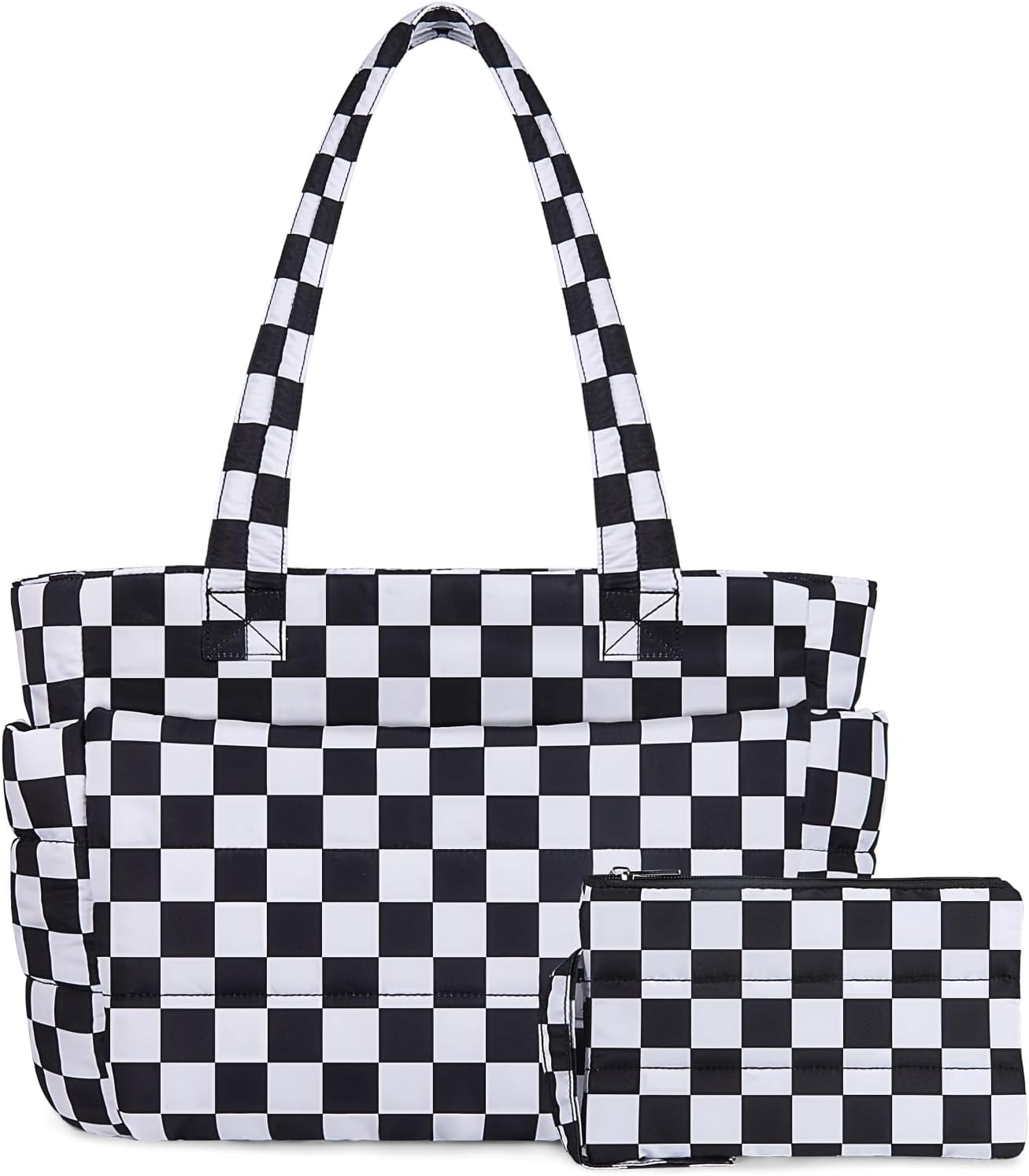 TOPDesign Puffer Tote Bag for Women, Lightweight Puffy Handbag with Compartments, Quilted Shoulder Bag for Work, Travel, Gym