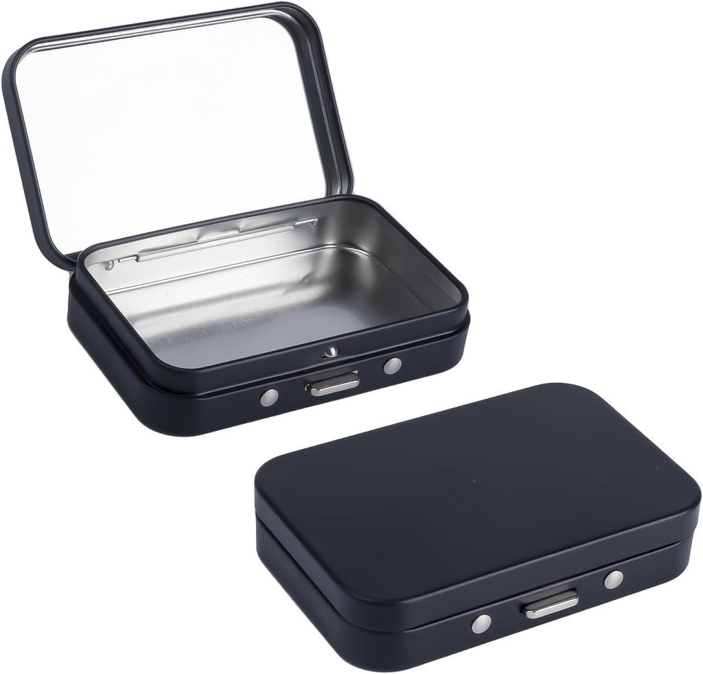 2Pack Dental Floss Portable Case with Mirror,Refillable Portable Floss Pick Holder Container,Small Floss Dispenser for Travel, Dates,Dinners and Hotels(Black)