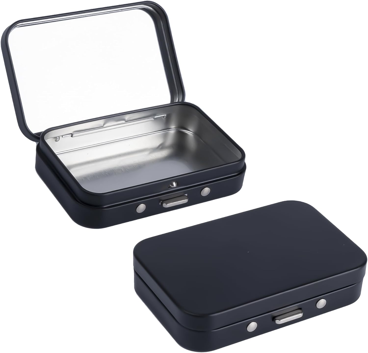 2Pack Dental Floss Portable Case with Mirror,Refillable Portable Floss Pick Holder Container,Small Floss Dispenser for Travel, Dates,Dinners and Hotels(Black)