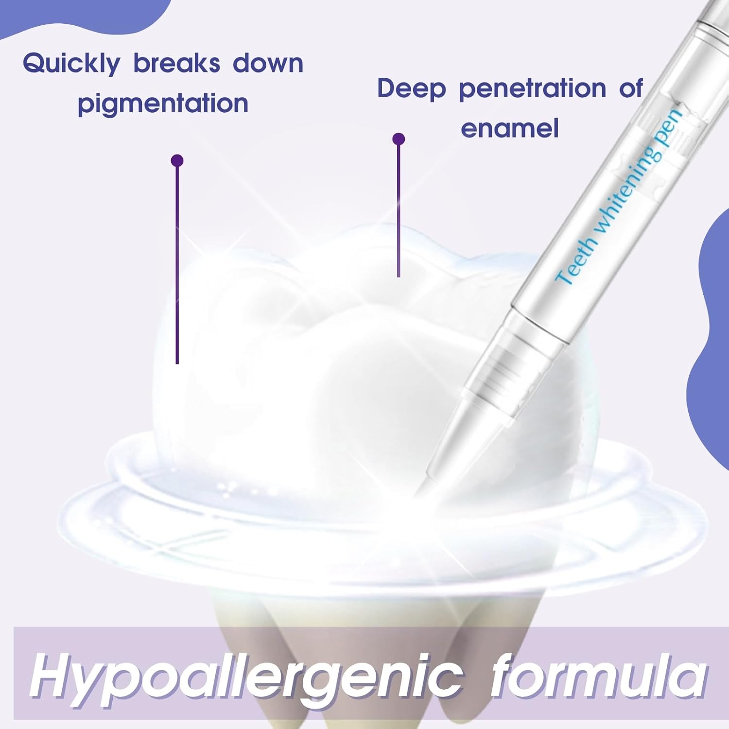 Teeth Whitening Pen, Teeth Whitener Kit Tooth Whitening Pen Gel Effective for Professionally Stain Removal, Painless, Low Sensitivity(Pack of 2)