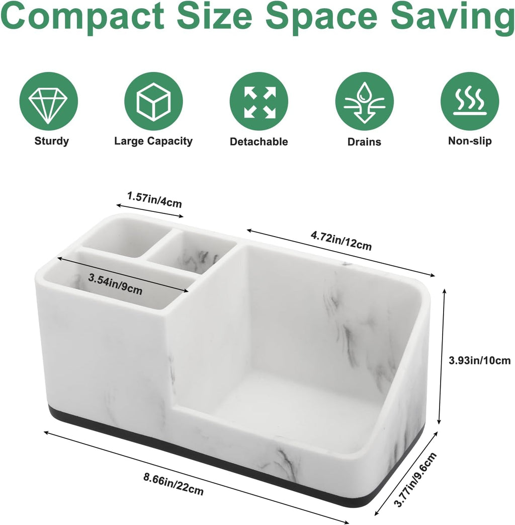 Marble Bathroom Counter Organizer, Kids Electric Toothbrush and Toothpaste Holders for Bathroom Organizers and Storage (Marble)