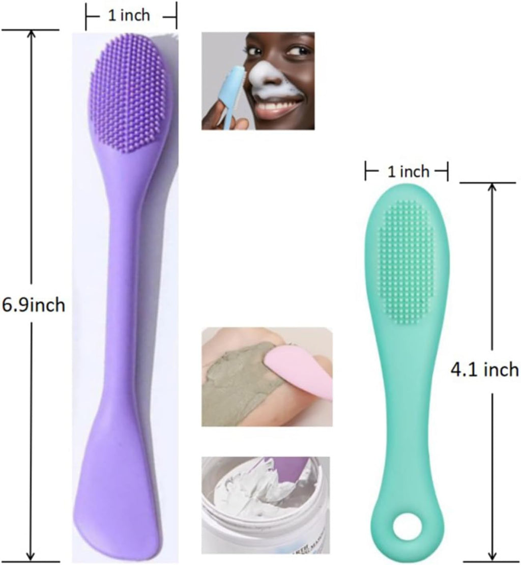Premium Silicone Facial Cleansing Brush Combo 3pcs,Mask Applicator and Skincare Brush for Pore Cleansing，Manual Facial Cleansing for Exfoliating Face/Lip/Makeup Removal Scrubber