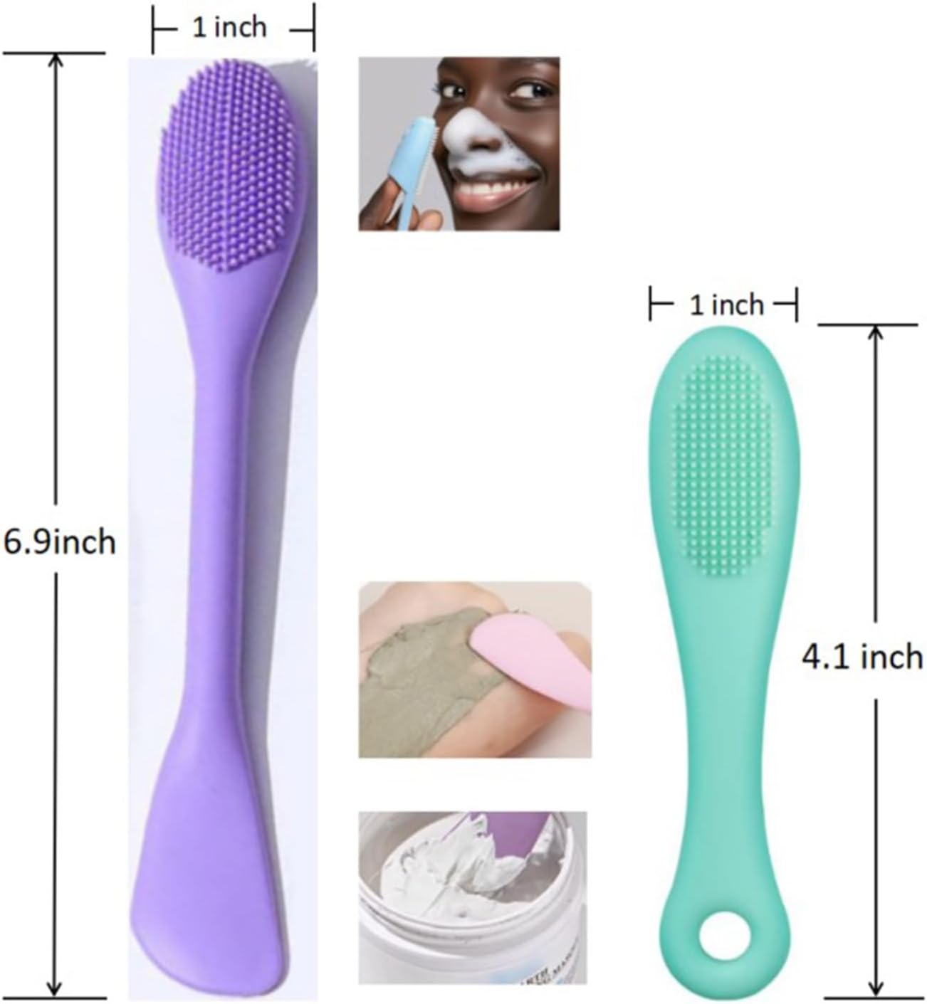 Premium Silicone Facial Cleansing Brush Combo 3pcs,Mask Applicator and Skincare Brush for Pore Cleansing，Manual Facial Cleansing for Exfoliating Face/Lip/Makeup Removal Scrubber