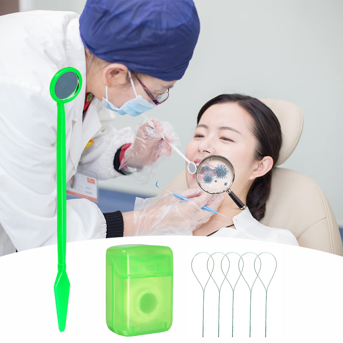 Braces Cleaning Kit for Teeth, Portable Orthodontic Toothbrush Kit Oral Care Dental Travel Kit - Interdental Brush Dental Wax Dental Floss Toothbrush Box (Green B)