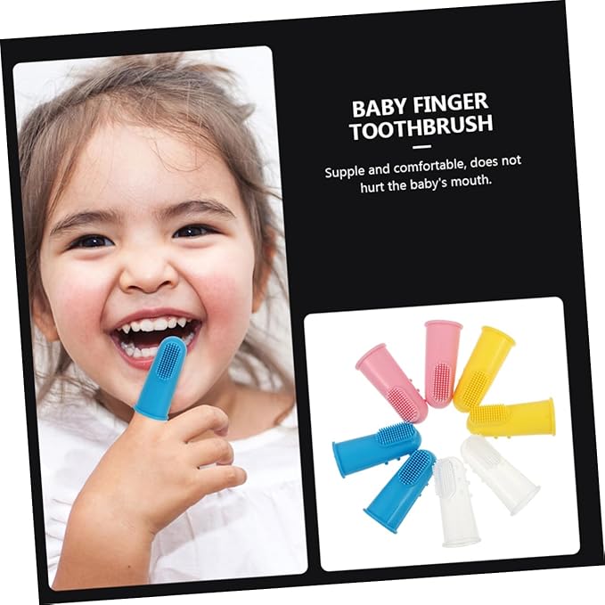 12Pcs Finger Toothbrush Silicone Oral Cleaner Tongue Brush Soft Bristles Ergonomic Fit for Gentle Gum Massage and Deep Plaque Removal