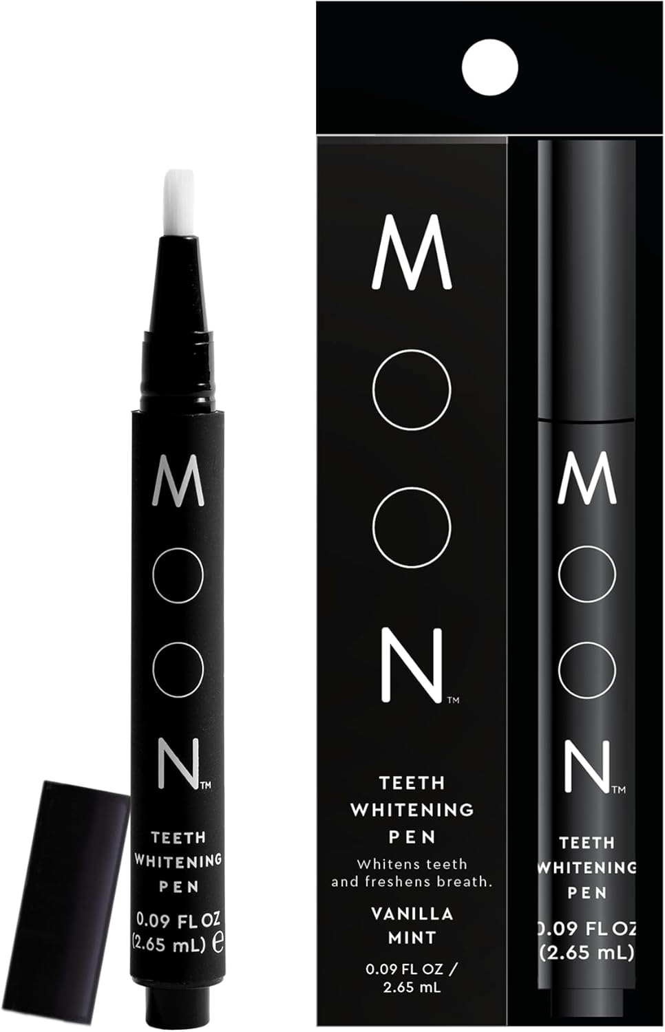 MOON Teeth Whitening Pen - Gentle on Sensitive Teeth, Whitens with Antioxidants & Essential Oils - Vegan Whitening Gel in an Easy Applicator - Vanilla Mint
