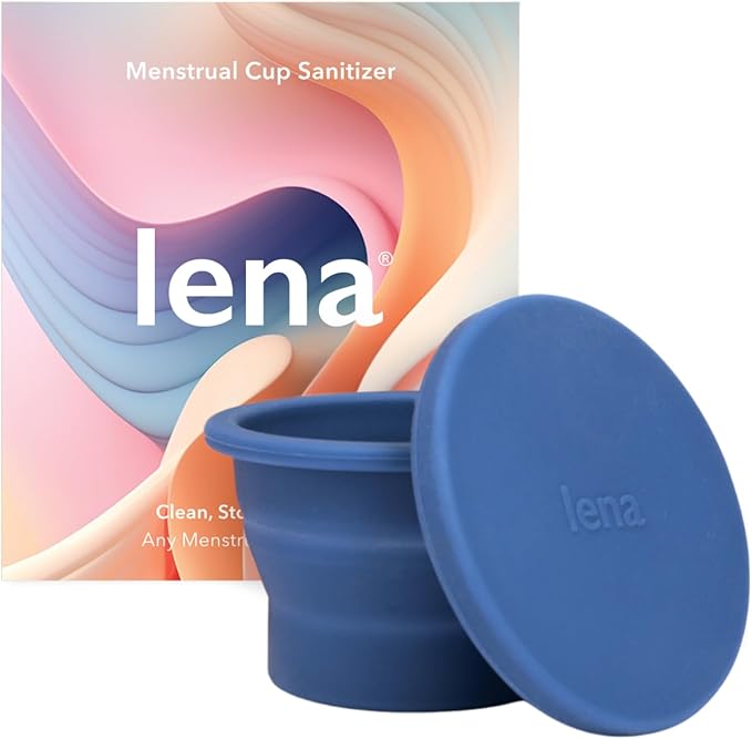 Lena Cleaning Container for Menstrual Cups – Dark Blue – Reusable Silicone Cup for Easy Cleaning and Storage | Compact, Microwave-Safe, Travel-Friendly Design for Period Cup & Disc Care