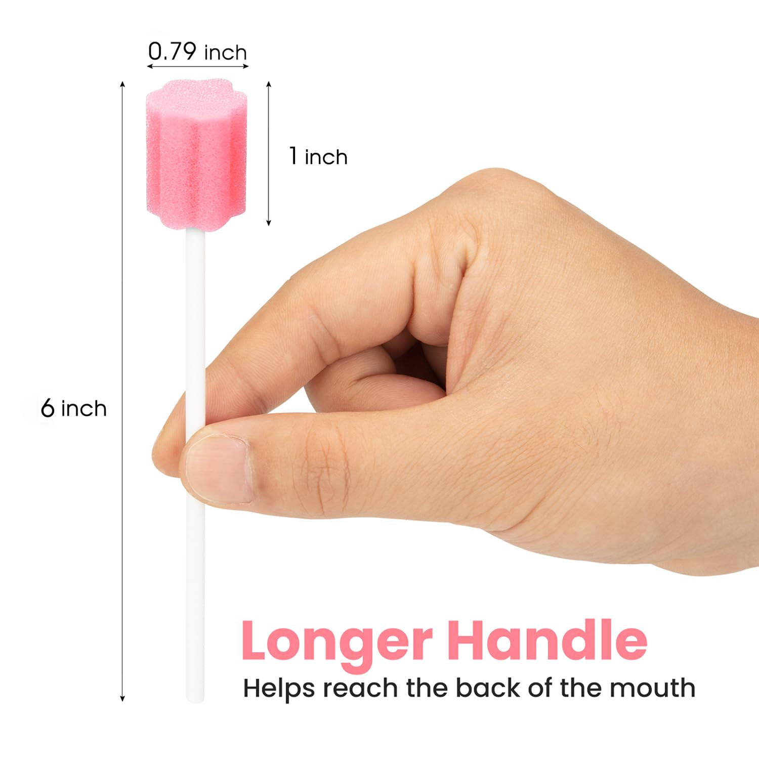 300 Pcs Oral Swabs Disposable – Longer Sterile & Unflavored Dental Sponge Swabsticks, Medical Grade, Individually Wrapped, Latex-Free for Oral Care & Mouth Cleaning (Pink 300)