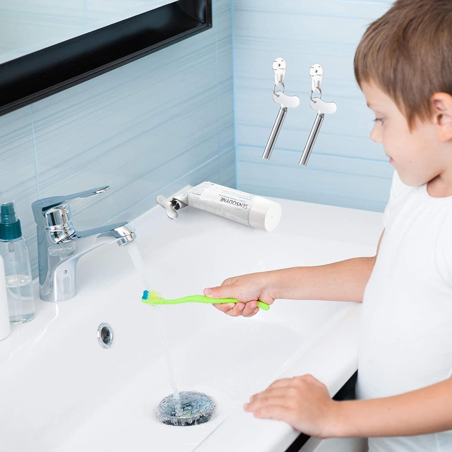 ZOCONE Toothpaste Squeezer, 6pcs Metal Tube Squeezer Key Stainless Steel Toothpaste Roller Tube Wringer for Paint, Cream, Cosmetic and Hair Dye(E)