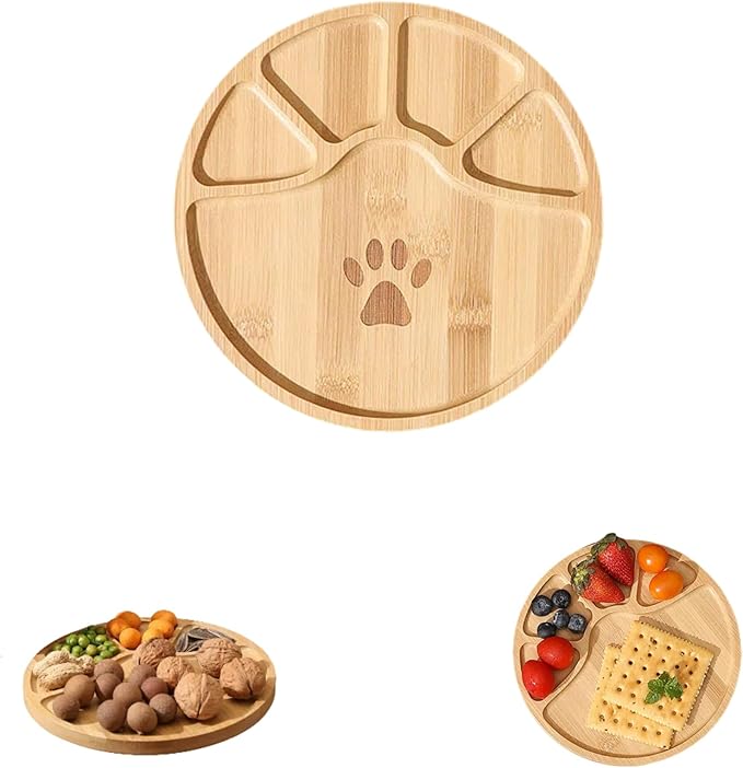 1PCS Bamboo Tray - Suitable for The Bathroom,Kitchen,Breakfast Tray and Round Decorative Tray (7.68 in * 7.68 in)