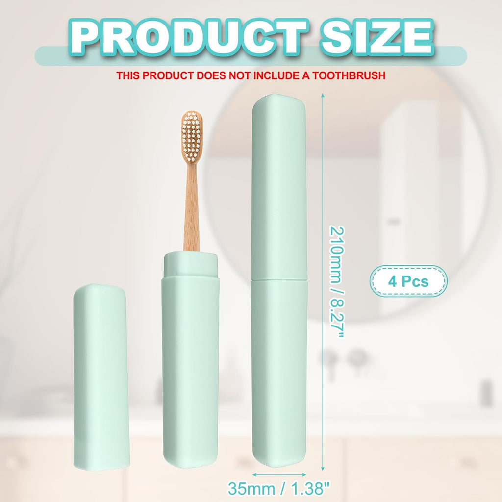 uxcell 4Pcs Travel Toothbrush Case, 8.27 x 1.38 Portable Travel Toothbrush Holder, Plastic Toothpaste Container for Bathroom, Gym, Business Trip, Camping, Green