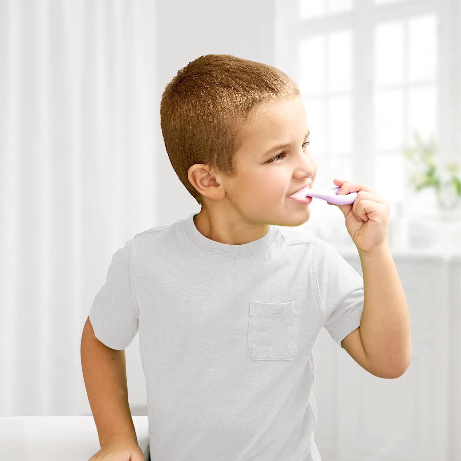 Kids' U Shaped Toothbrush Age 2-6 - Two Premium Soft Toothbrushes Come with 2 Travel Cases - Sensory Toothbrush - Round Silicone Toothbrush Head Makes Brushing Fun & Easy - 1 Purple, 1 Yellow