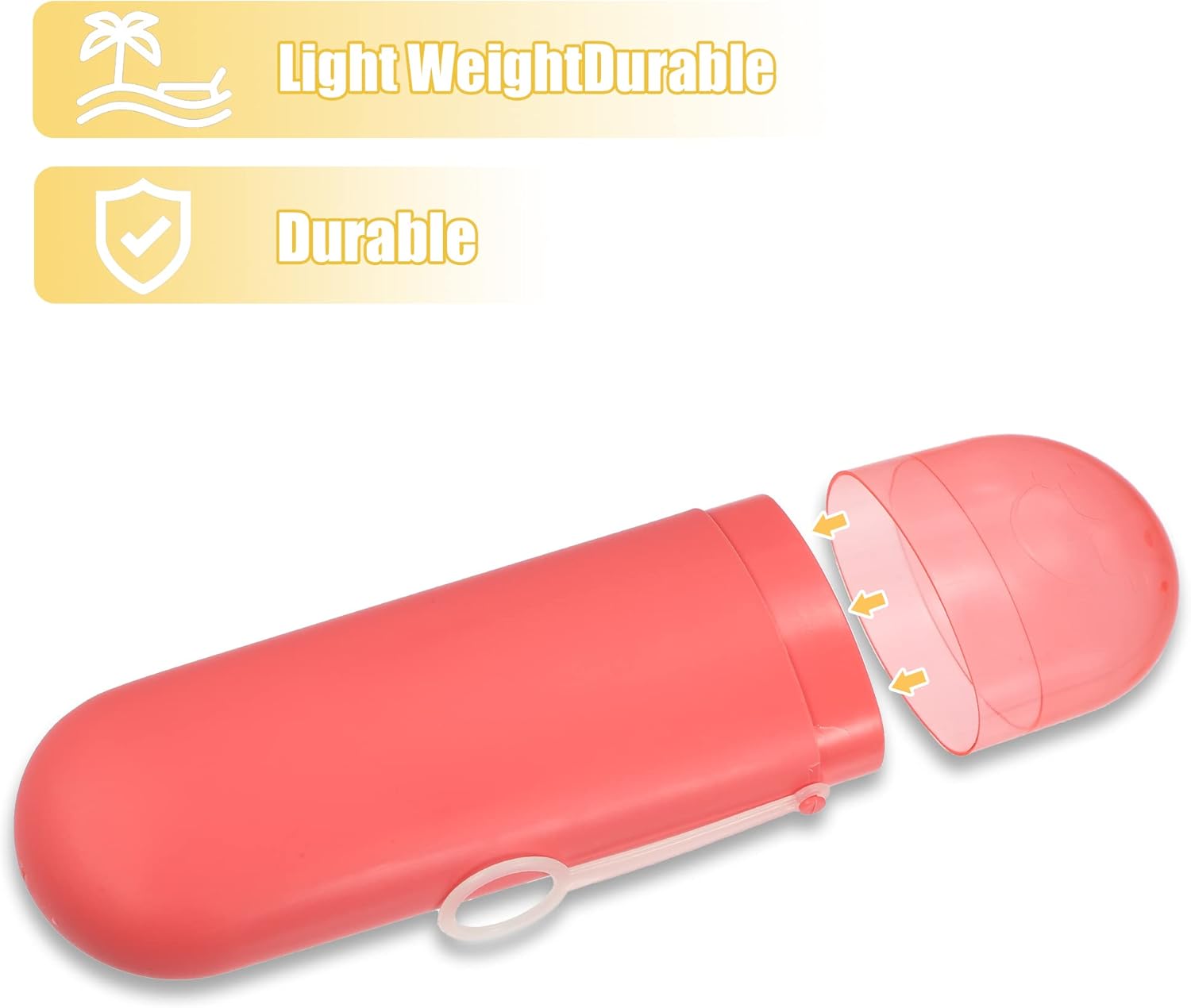 VOCOSTE 1 Pcs, Portable Toothbrush Case with Hook, Plastic, Traveling Toothbrush Holders Case, Travel Business, Red, 8.07"x2.36"x1.38"