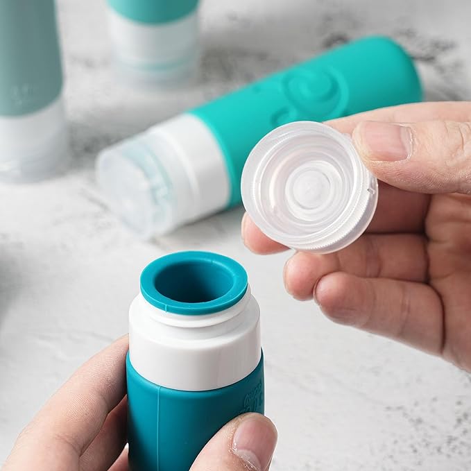 Travel Bottles for Toiletries, TSA Approved Travel Containers 3oz Leak Proof Travel Tubs Refillable Liquid Travel Accessories for Shampoo Conditioner Lotion Body Wash(Multicolored H)