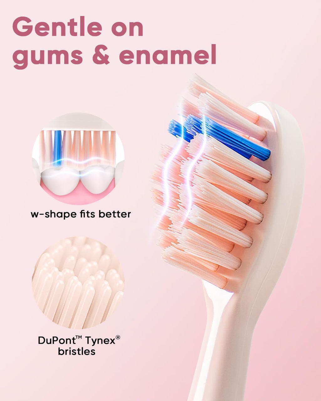 MySmile DY156 Electric Toothbrush for Adults, Rechargeable Sonic Battery Toothbrush Portable with 3 Brush Heads, 2 Mins 5 Modes Smart Timer, 45000VPM, One Charge for 60 Days - Pink