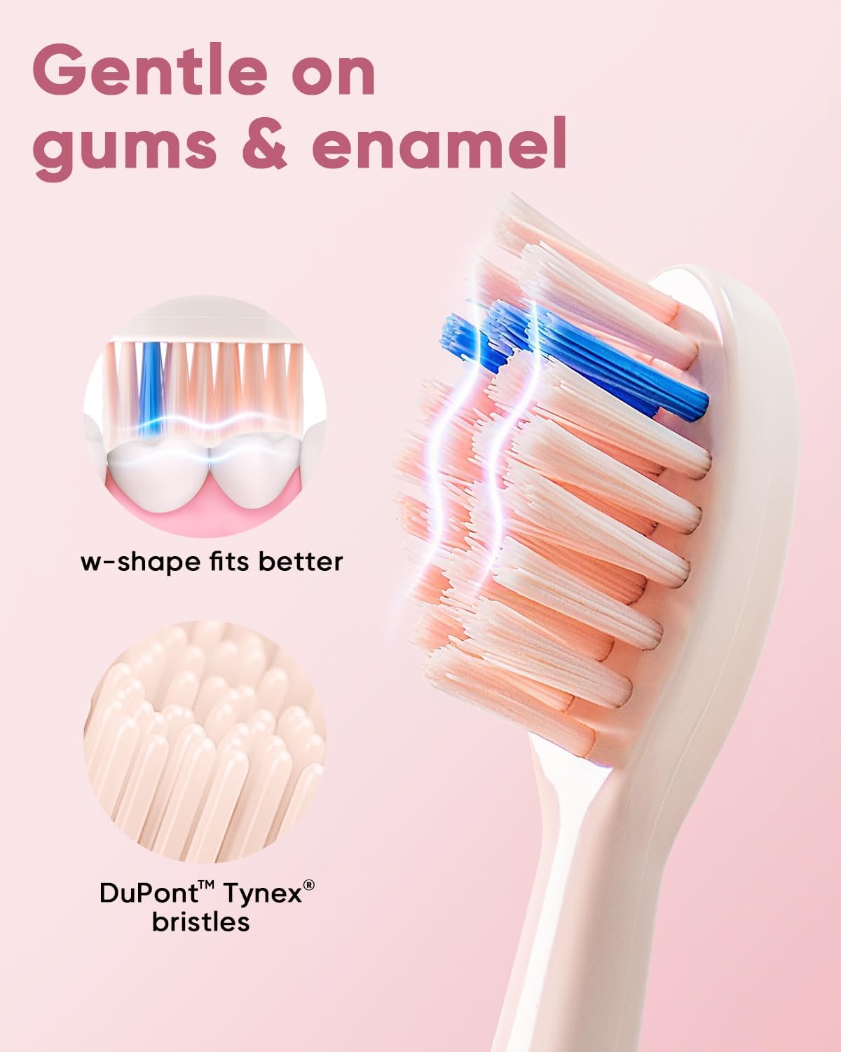 MySmile DY156 Electric Toothbrush for Adults, Rechargeable Sonic Battery Toothbrush Portable with 3 Brush Heads, 2 Mins 5 Modes Smart Timer, 45000VPM, One Charge for 60 Days - Pink