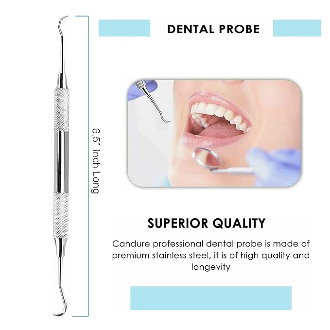 Professional Dental Tools - Dental Pick, Dental Scaler for Tartar Plaque Remover Tooth Cleaner Teeth Scraper Dentist Hygienist Kit Sickle Scaler Teeth Cleaning Set Stainless Steel 1 Pc By Krisp Beauty