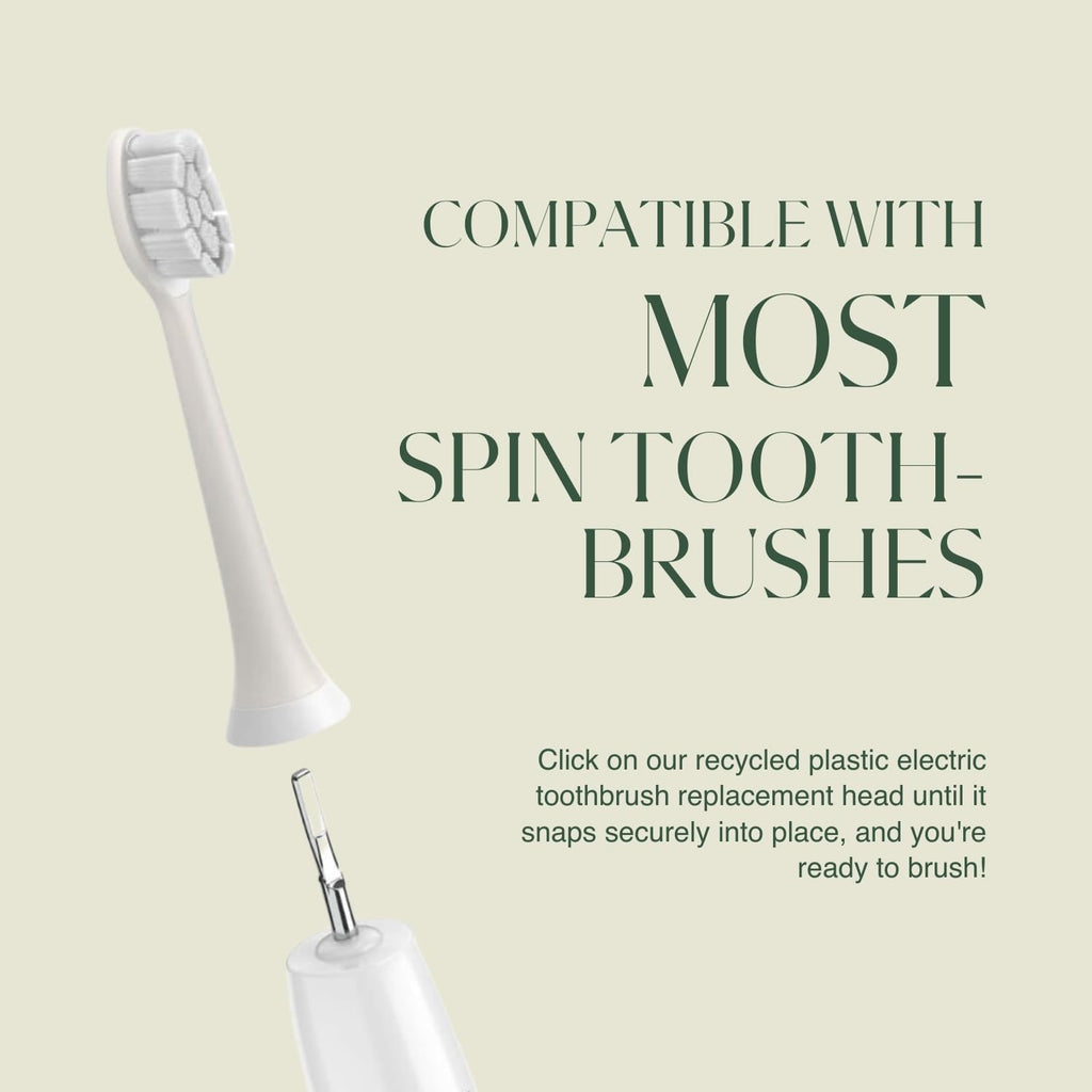 Plus Ultra Eco Friendly Toothbrush Replacement Heads 3 Pack | Designed for Sonic Powered Electric Toothbrushes | Made with Recycled Plastic | Soft Toothbrush for Sensitive Teeth