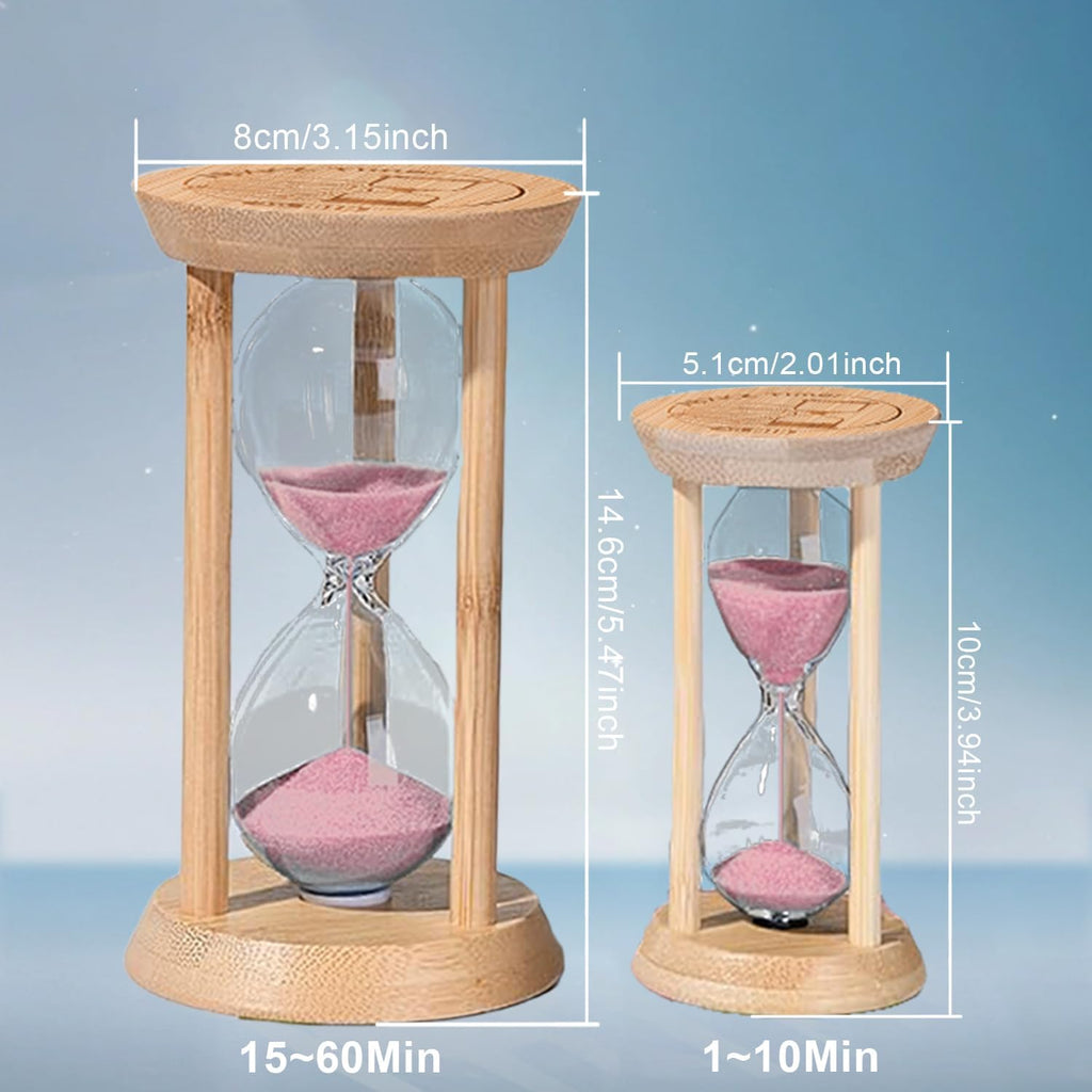 Wood Sand Timer,2 Minute Hourglass,Mini Bamboo Sandglass Timer 2 Min,Unbreakable Sand Clock for Toothbrush Timer,Game,Gift,Pink