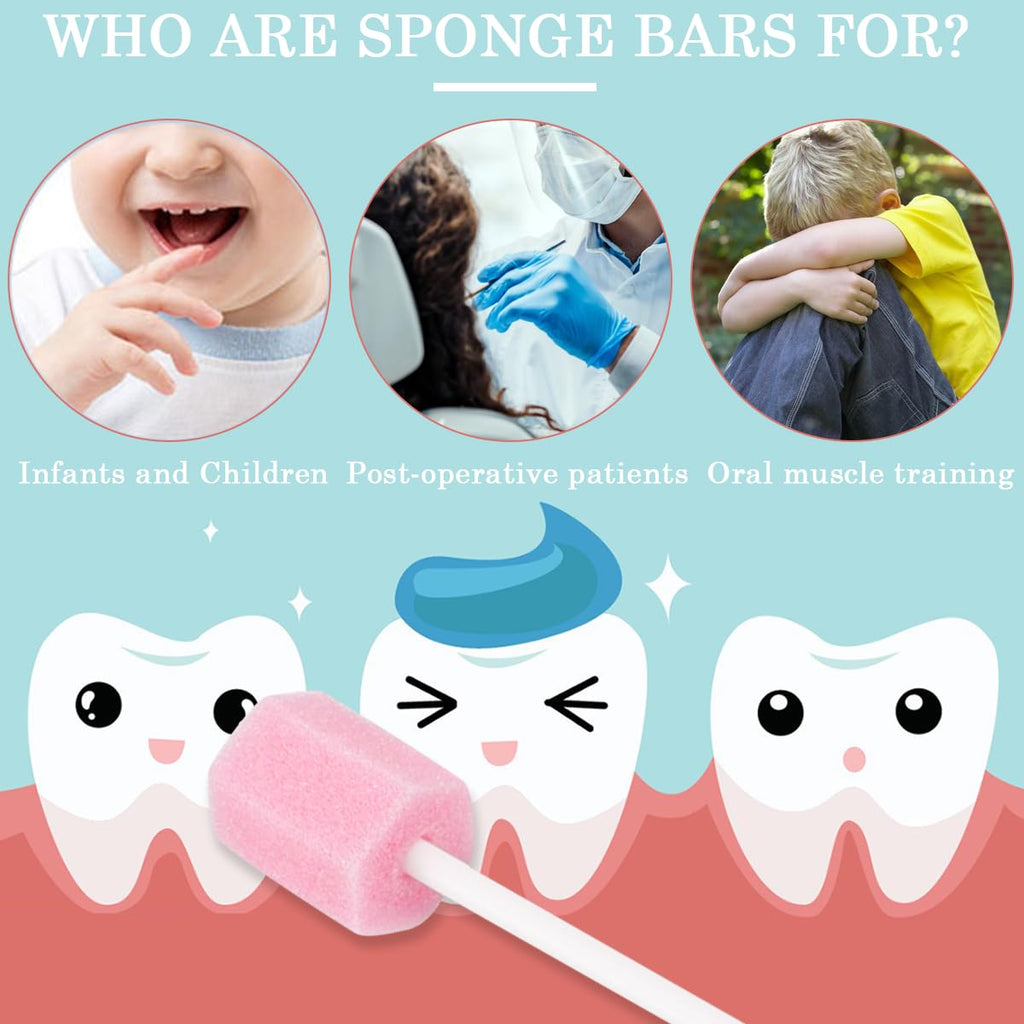 100Pcs Oral Swabs Mouth Cleaning Sponge Sticks Sterile Dental Swabs Disposable Foam Sticks Tooth Care for Adults Children