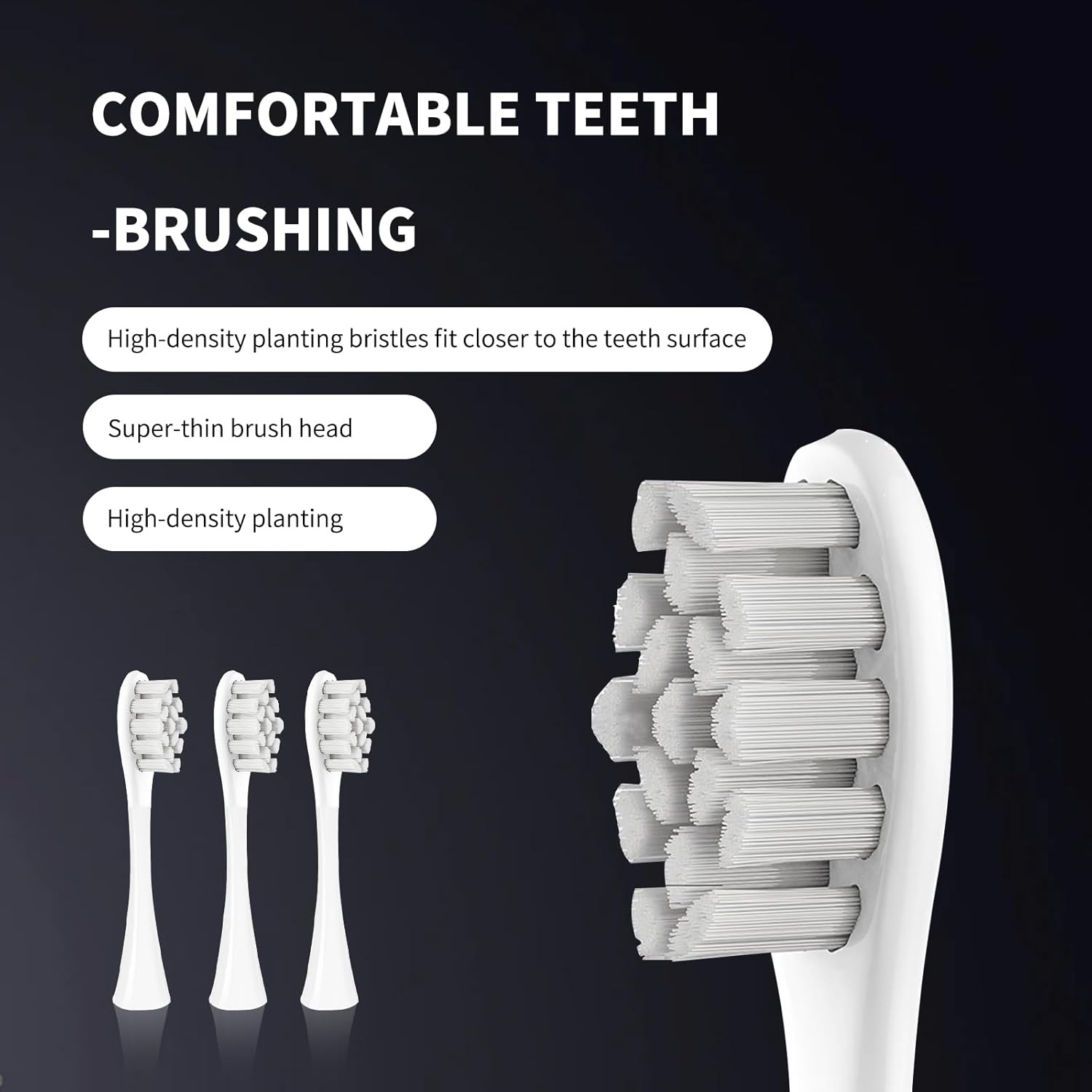 GTHUNDER Electric Rreplacement Toothbrush Heads Suitable for Oclean.with Hygienic Caps,Vacuum-Packed.Fits Adapted for All Oclean Models x pro Elite, X, X Pro,Flow,F1,Air 2-4Pcs(Grey)