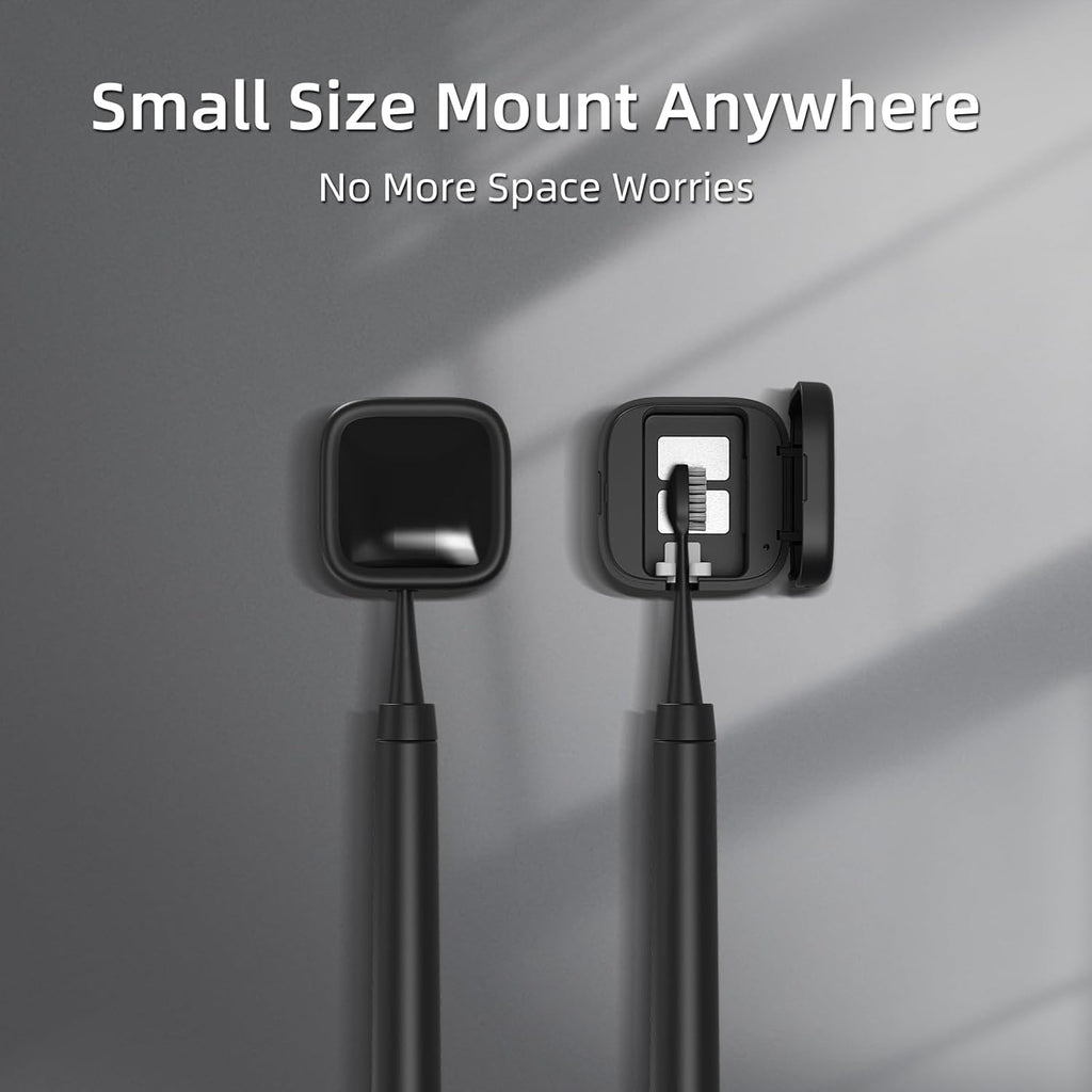 UV-C Toothbrush Sanitizer and Holder, Portable Toothbrush Case Magnetic Mounting, Rechargeable Toothbrush Cover for Any Toothbrush Head, Tooth Brush Cover Cap for Home & Travel (Black)