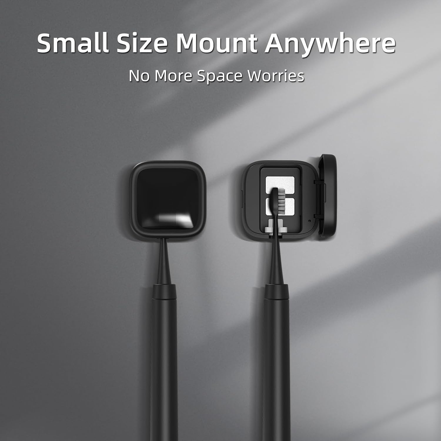 UV-C Toothbrush Sanitizer and Holder, Portable Toothbrush Case Magnetic Mounting, Rechargeable Toothbrush Cover for Any Toothbrush Head, Tooth Brush Cover Cap for Home & Travel (Black)