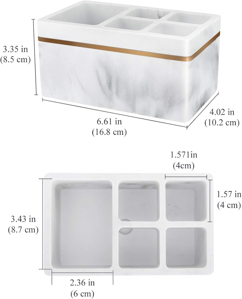 Shinowa Resin Toothbrush Holder, 5 Slots Hygienic Electric Toothbrush Holder Storage Stand Organizer for Toothbrush, Toothpaste, Razor, Gravel White