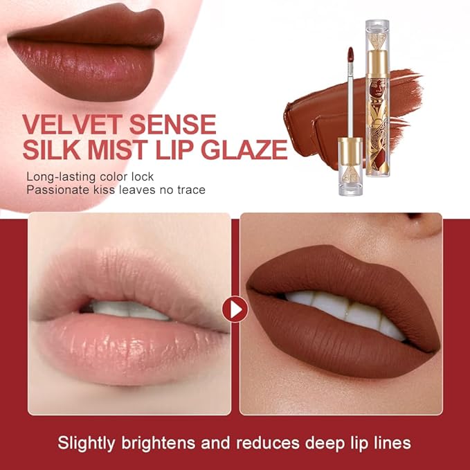 Velvet Matte Lip Stain – Long Lasting Waterproof Liquid Lipstick, Transfer-Proof Lightweight Lip Gloss, Non-Sticky Soft Matte Lip Tint with High Pigment, Smudge-Proof Lip Stain for All-Day Wear #82A