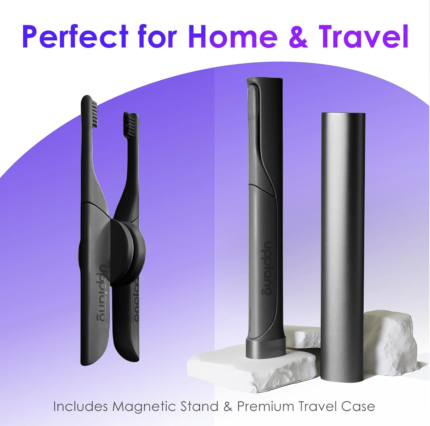 Electric Toothbrush, Portable Travel Sonic Toothbrush with Protective Case USB-C Rechargeable, Neutral Comfort Bristles, Waterproof, Smart Timer, Compact for Daily Use (Slate Gray)