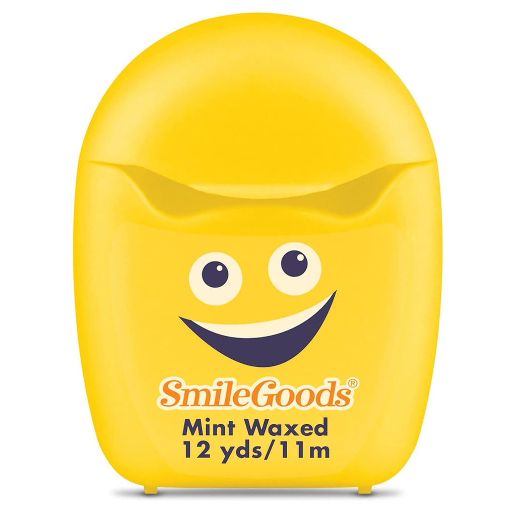 Practicon SmileGoods Cuties Mint Waxed 12 Yard Dental Floss, Mini Sample Size Floss for Giveaways, Travel, Kids, Adults, Patients, Assorted Bright Colors with Display Canister, Bulk 72 Pack