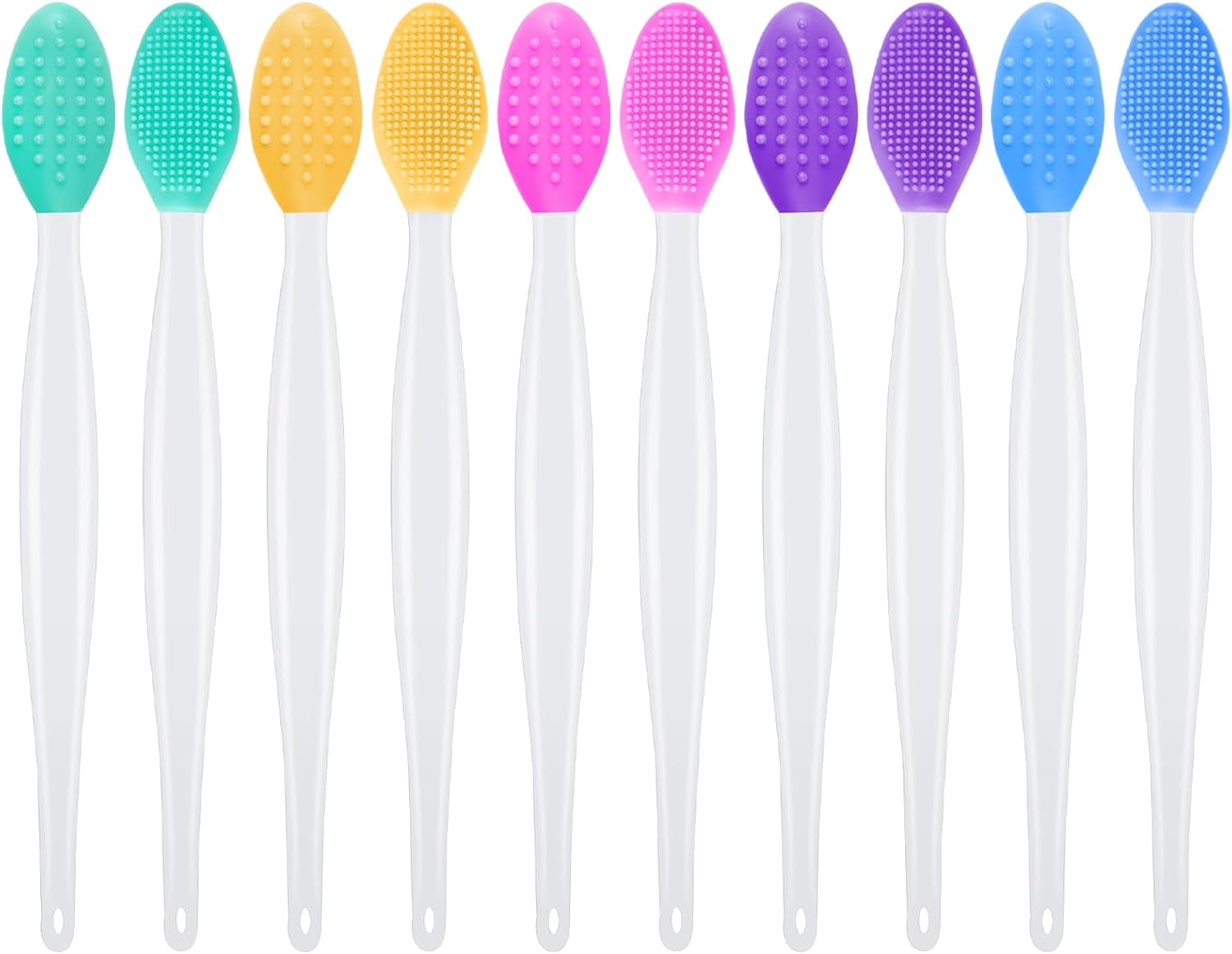 10PCS Cleansing Facial Silicone Brush Double Side Lip Exfoliating Pore Scrub Brush for Face Nose Clean Blackhead Removal Brushes Facial Brushes for Cleaning and Exfoliating
