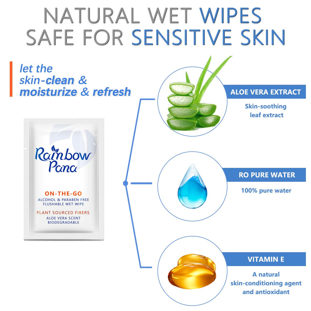 Rainbow Pana Biodegradable Skin Cleansing Wipe, 240 Count, for Sensitive Skin