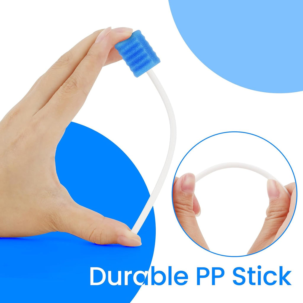 300 Pcs Oral Swabs Disposable - Longer Unflavored & Sterile Dental Sponge Swabs for Mouth Cleaning - Individually Wrapped, Medical Grade, Latex-Free for Oral Care (Blue 300)