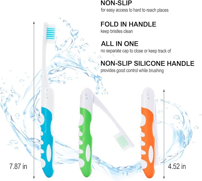 Portable Travel Folding Toothbrush, Outdoor Mountaineering Camping Medium Toothbrush 3-Pack