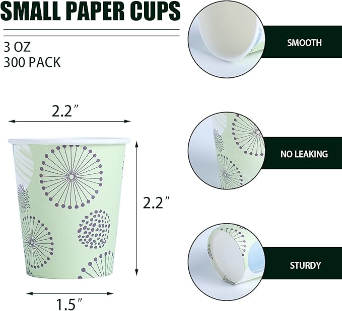 [300 Pack 3 oz Paper Cups, Disposable Bathroom Cups, Small Mouthwash Cups, Mini Paper Cups 3 Ounce for Bathroom