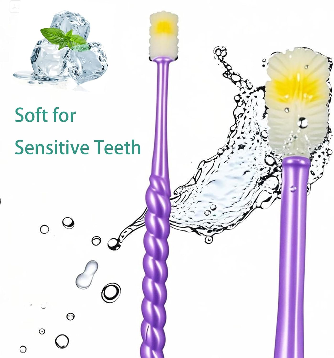 2 PCS Chemotherapy Must Haves for Women Chemotherapy Must Have Toothbrush for Sensitive Mouths Comfort Items Chemo Patients Spinning Toothbrush Oral Support Care Package (Purple)