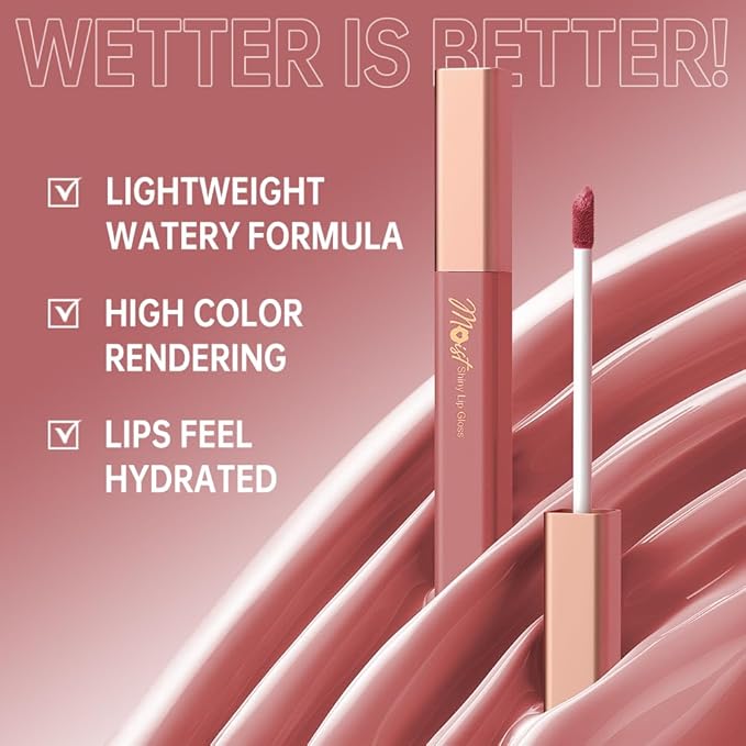 Lip Stain Hydrating High Shine – Lightweight Non-Sticky Glossy Lip Tint, Mirror Shine Moisturizing Lip Makeup for Plump & Full Lips, Long-Lasting Rich Color Lip Glaze, Soft Smooth Lip Gloss 09#