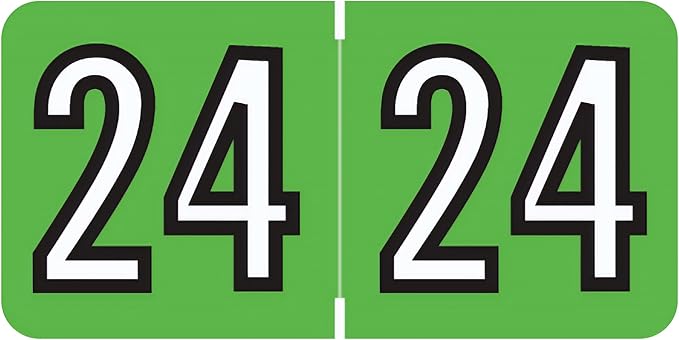 2024 Year Stickers, Doctor Stuff 2024 Chart Stickers, Green/Black Color Coded, Barkley FYBAM Style, USA Made Year Labels for End Tab File Folders, 500/Roll, 1 Roll, 3/4" x 1-1/2"