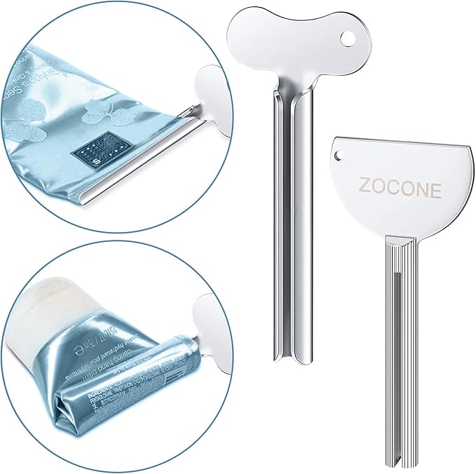 ZOCONE Toothpaste Squeezer, 12pcs Metal Tube Squeezer Key Stainless Steel Toothpaste Roller Tube Wringer for Paint, Cream, Cosmetic and Hair Dye(D)