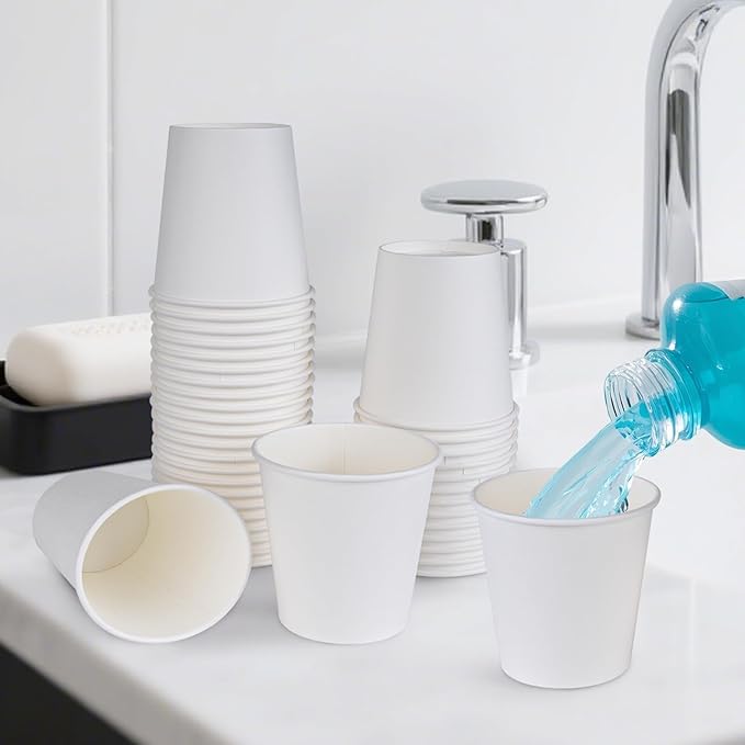 [300 Pack 3 oz Paper Cups White, Small Mouthwash Cups 3 OZ, Mini Disposable Bathroom Cups, Paper Cups 3 Ounce for Bathroom, Supermarket, Birthday Party, Travel, Events, Picnic, BBQ