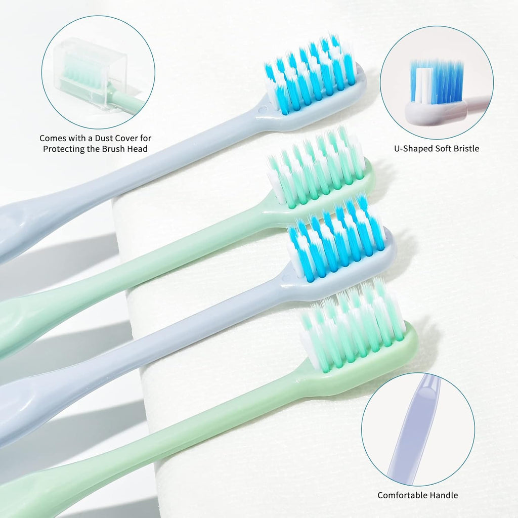 Y-Kelin 4 Pcs U-Shaped Orthodontic Toothbrush Soft Bristle with 4 Toothbrush Head Cover for Orthodontic People Effective Cleaning Teeth