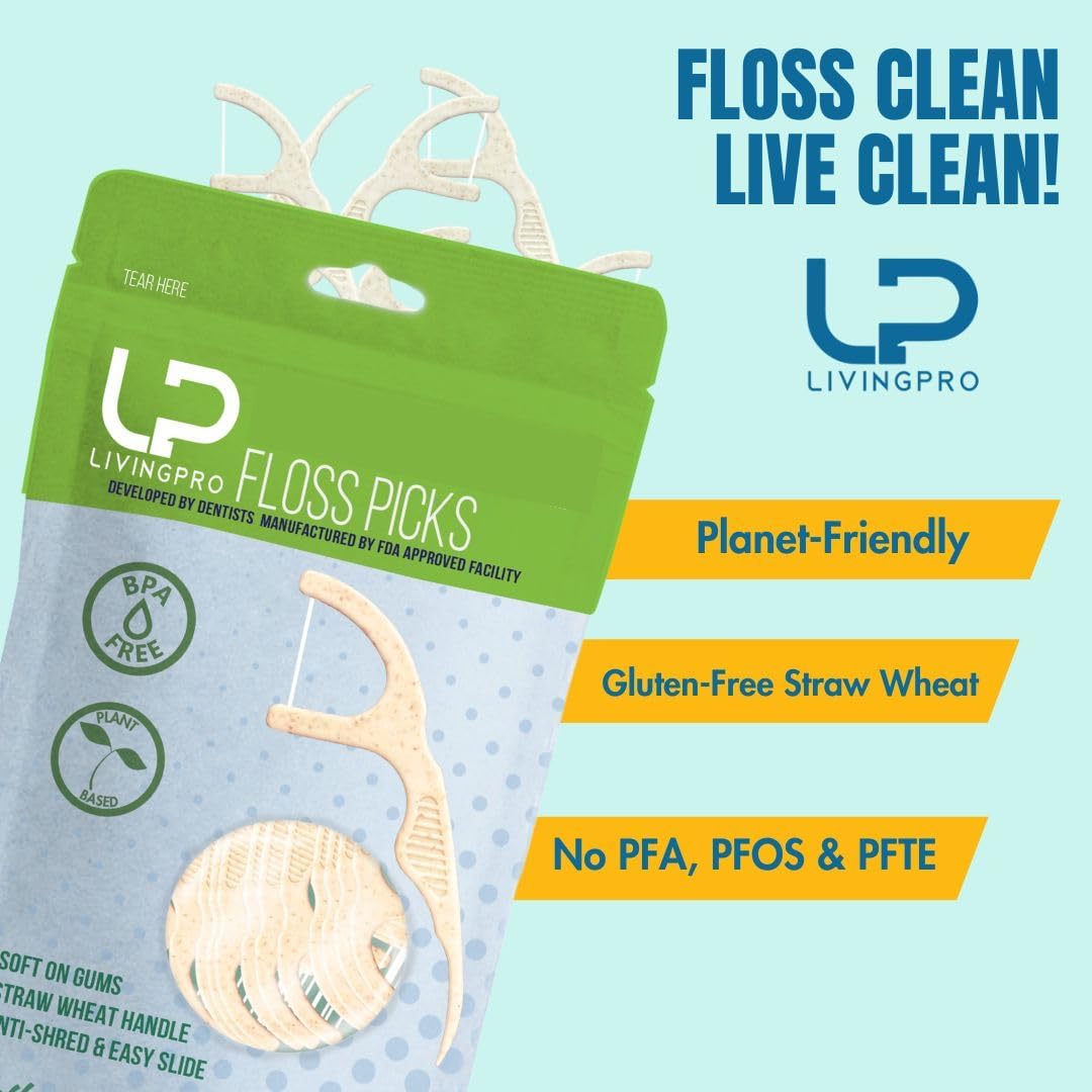 Plant Based Floss Picks(220pcs) with Travel Case- Planet-Friendly Thin Single Thread Dental Picks, Shred-Resistant- Easy Glide for Plaque Removal & Gentle on Gum -Oral Care for Adults & Kids